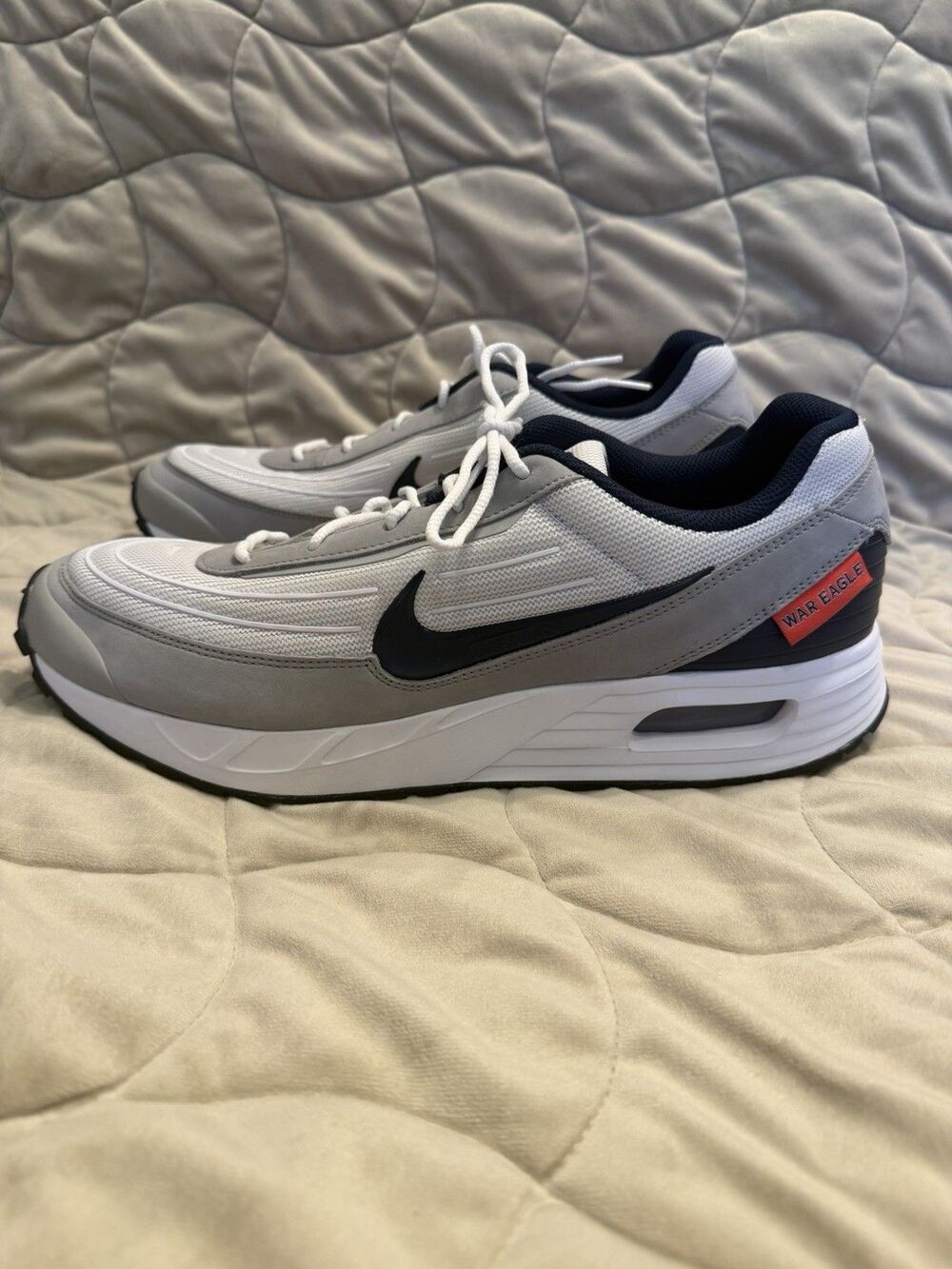 Auburn Tigers Shoes Mens 15 White Gray NCAA Football Nike Air Max War Eagle